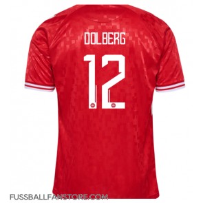 Dänemark Kasper Dolberg #12 Replik Heimtrikot EM 2024 Kurzarm